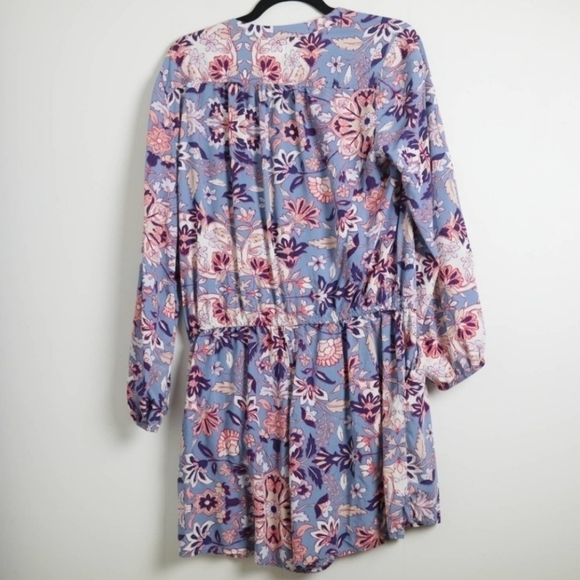 Old Navy Long Sleeve Blue Floral Romper w/ Pockets Women's Medium M Tie Waist - Picture 4 of 13